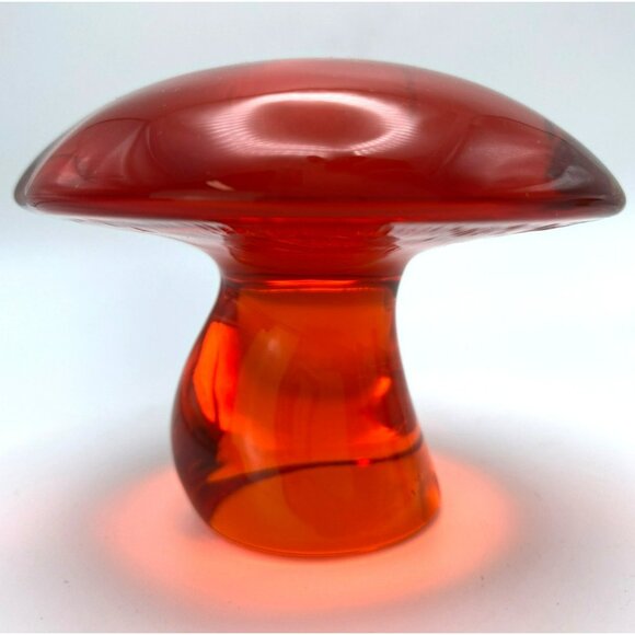 3 Viking Glass Mushrooms Persimmon Orange Amber Frosted Vintage MCM 60s 70s RARE - Picture 2 of 11